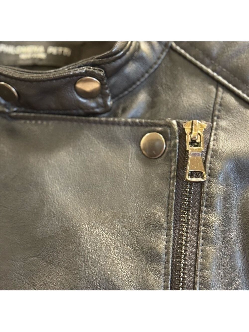 Philomena Petti New York Faux Leather Motorcycle Jacket Large - Picture 4 of 7